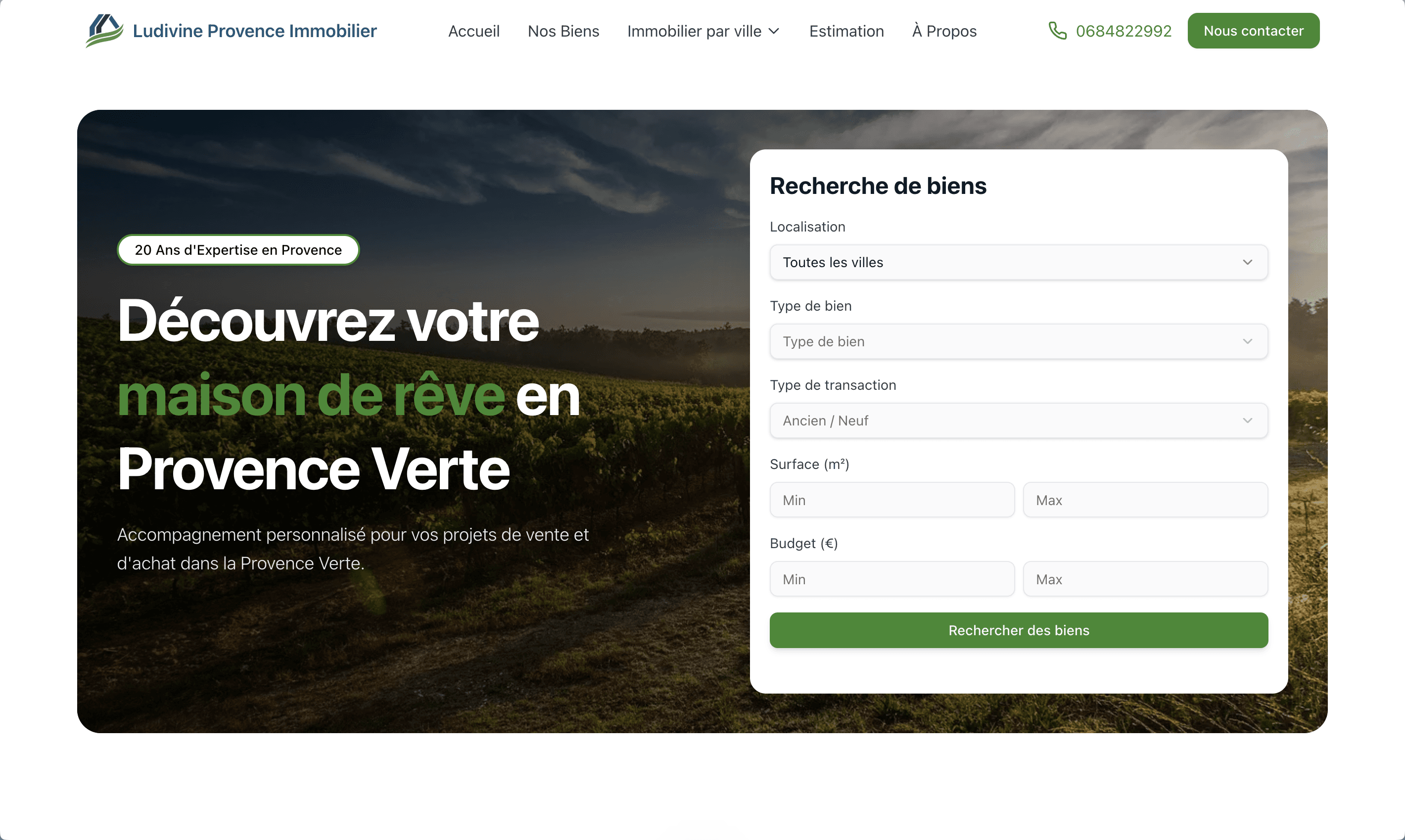 Ludivine Provence Immobilier — Site web
